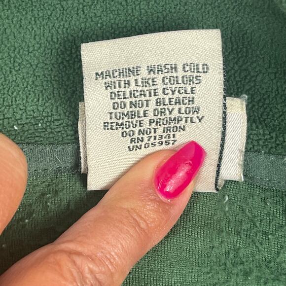 VTG LL Bean Green Fleece Sweatshirt Sz XXL Lightweight 1/4 Zip Chest Pocket SOFT - Picture 7 of 7